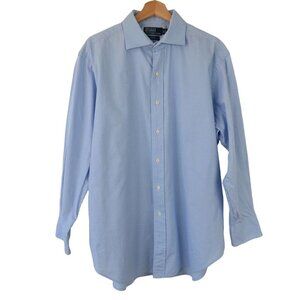 POLO RALPH LAUREN Men's Blue Check Regent Classic Fit Button Up Shirt 17 32/33